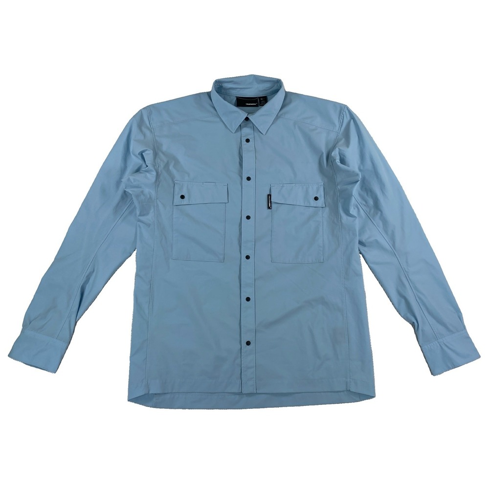 TrueWerk Cloud Work Shirt Men's Medium Light Blue Snap Buttons Long Sleeve